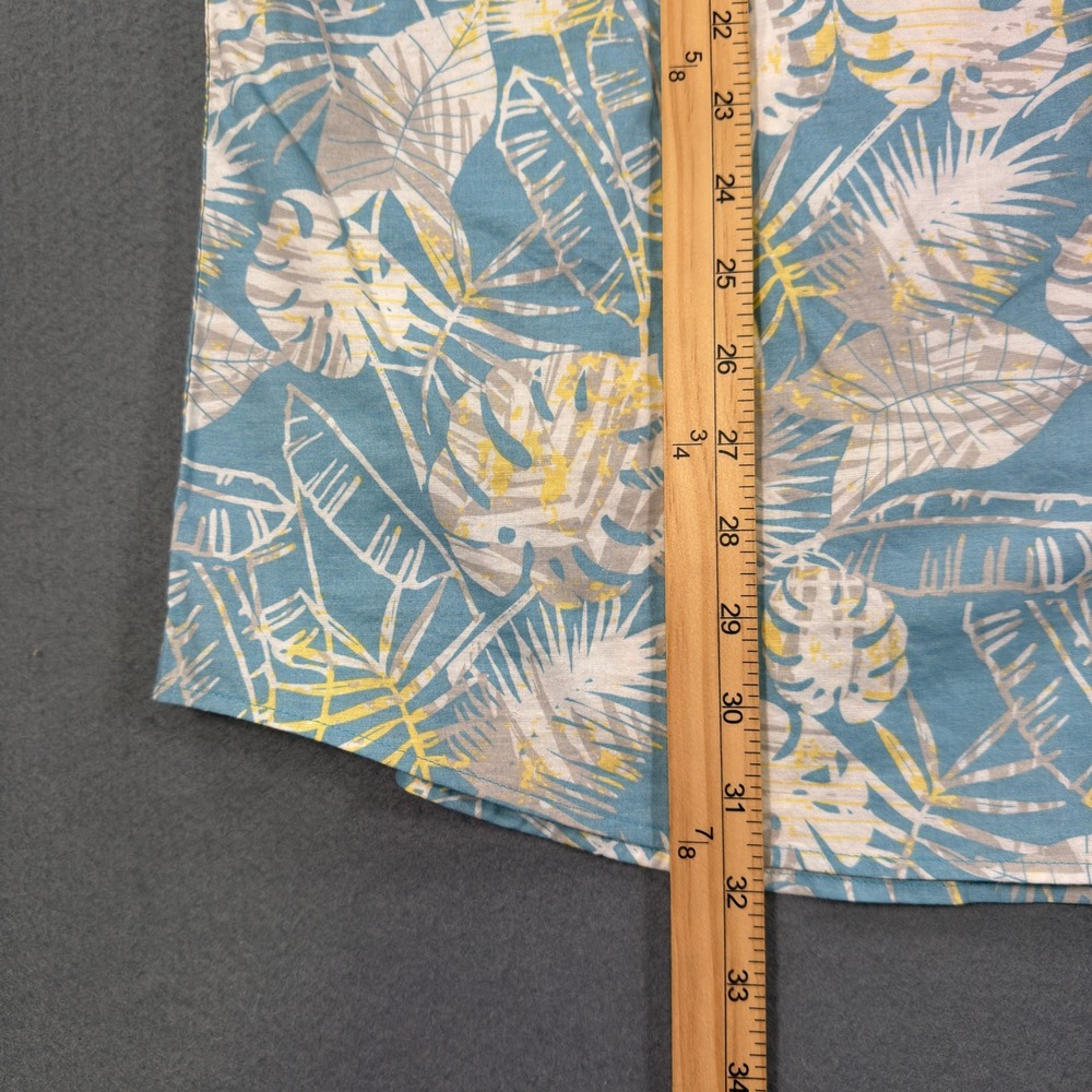 Travis Mathew Mens XXL Blue Tropical Monstera Palm Short Sleeve Button Up Shirt - Picture 7 of 8